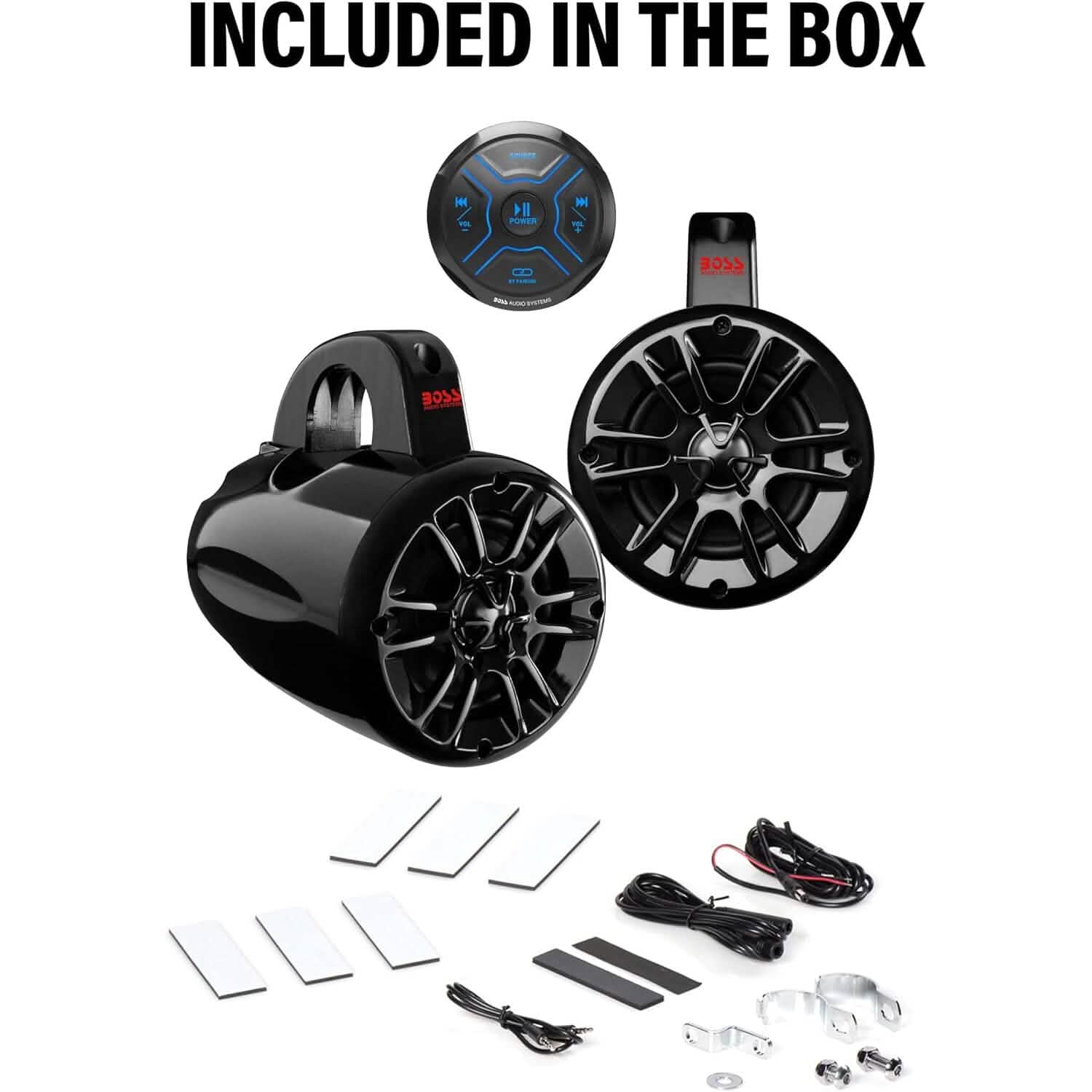 BOSS Audio Systems MG150T.4 Marine ATV UTV Waketower Speakers Gauge Receiver (Built-in 2 CH Amplifier) (Refurbished) Speakers - DailySale