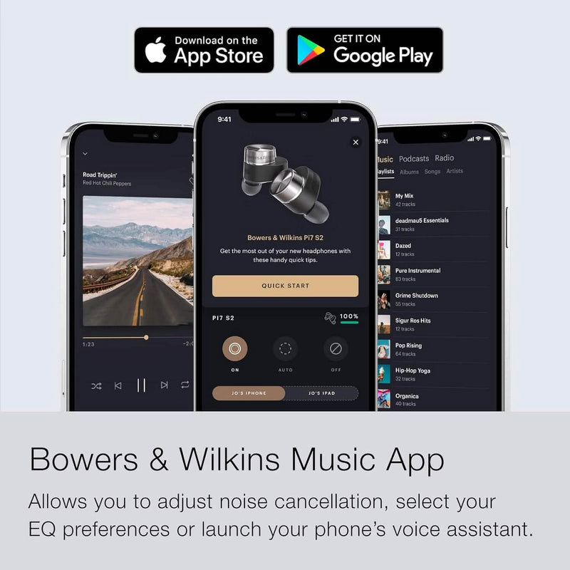 Bowers & Wilkins Pi7 S2 In-Ear True Wireless Earphones Headphones - DailySale
