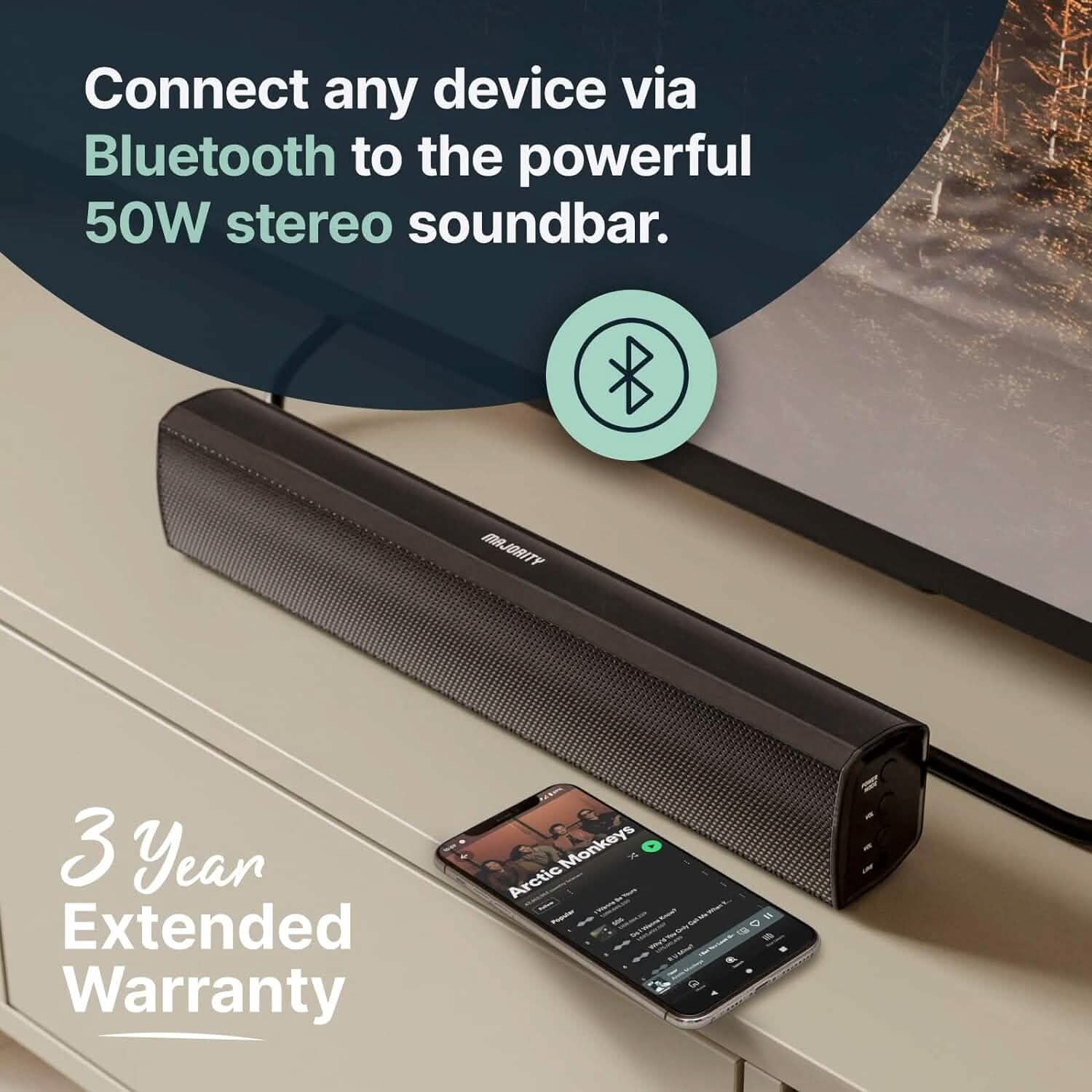 Bowfell Majority Sound Bar 2.0 Bluetooth TV Sound Bar Speakers - DailySale