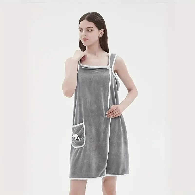 Bowknot Wearable Bath Towel for Adults Bath Gray - DailySale