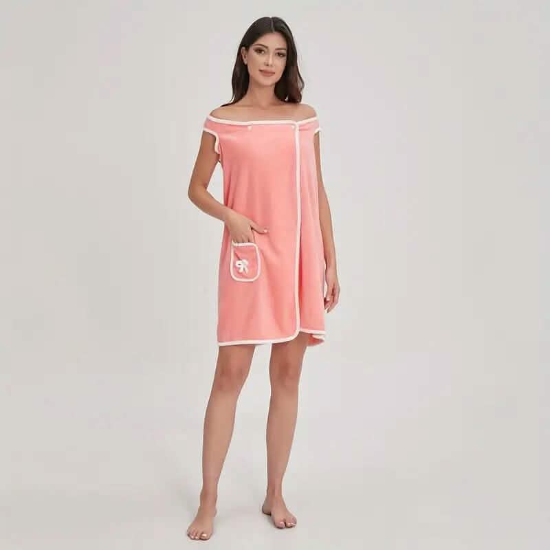 Bowknot Wearable Bath Towel for Adults Bath Pink - DailySale