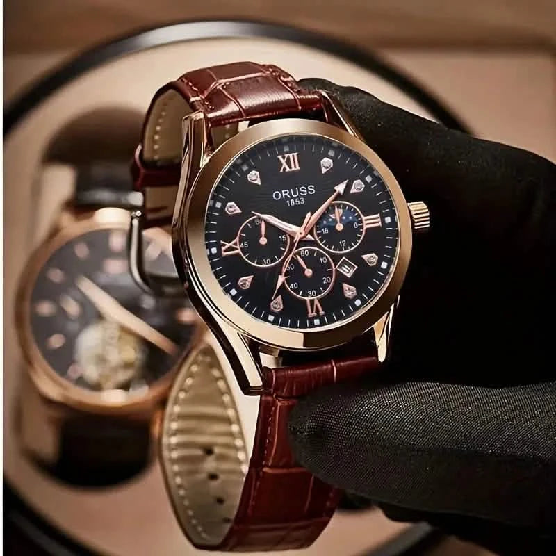 Brown Leather Fashion Quartz Wrist Watch Watches - DailySale