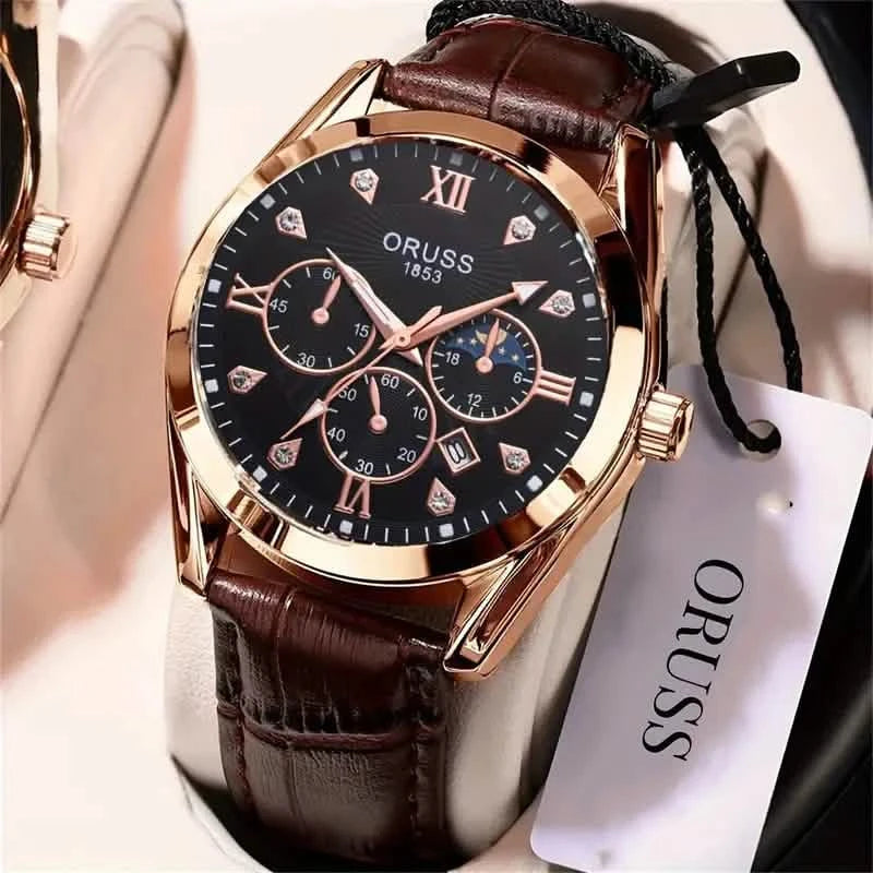 Brown Leather Fashion Quartz Wrist Watch Watches - DailySale