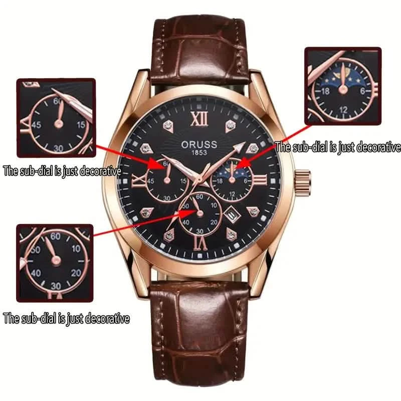 Brown Leather Fashion Quartz Wrist Watch Watches - DailySale