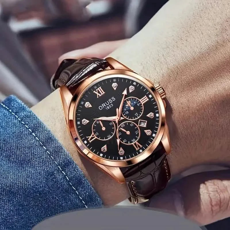 Brown Leather Fashion Quartz Wrist Watch Watches - DailySale