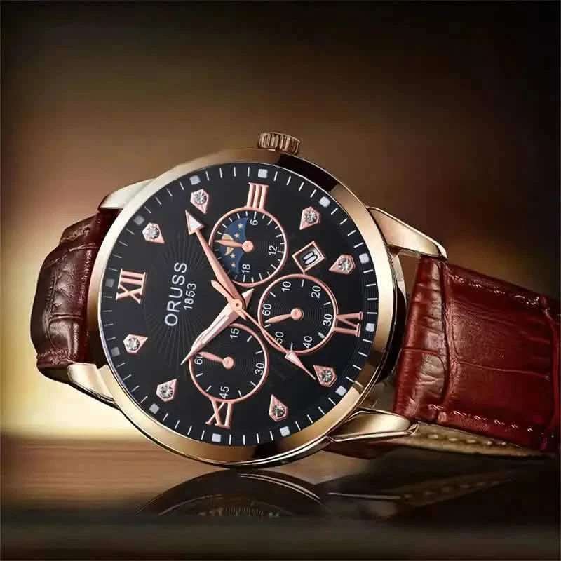 Brown Leather Fashion Quartz Wrist Watch Watches - DailySale