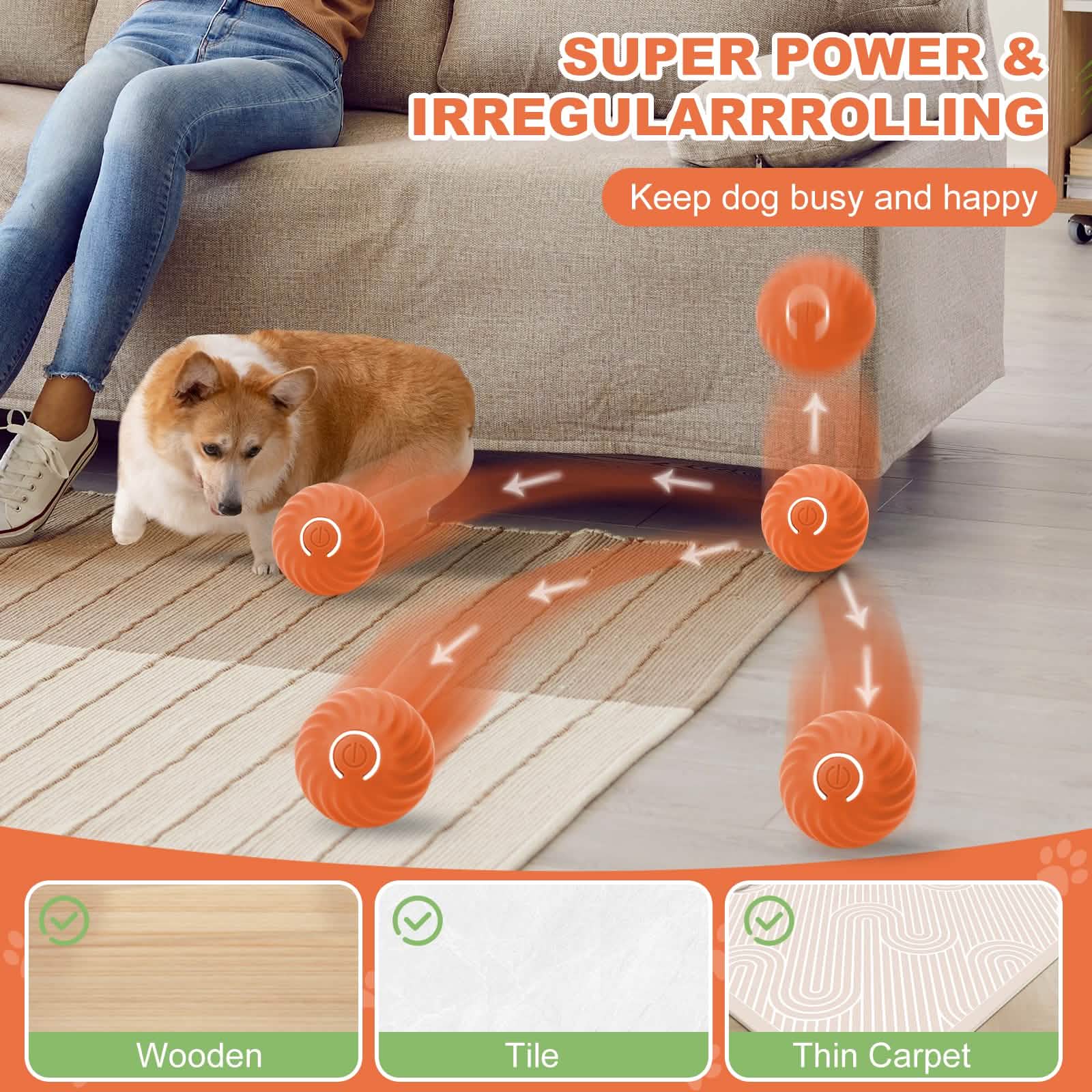 Smart Rolling & Bouncing Pet Ball – Motion-Activated