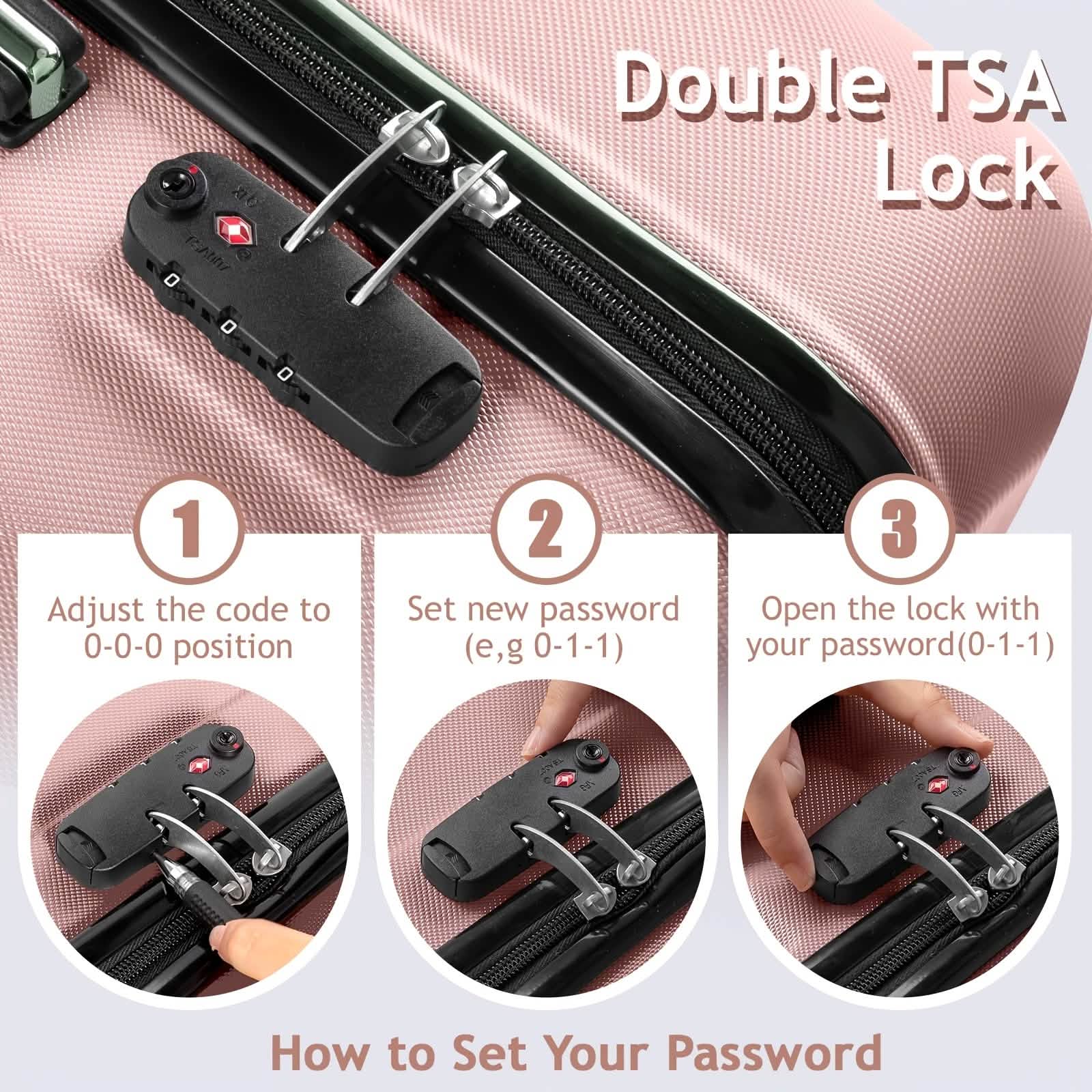 3-Piece Hard Shell Luggage Set with TSA Lock – 20/24/28 Inch | 360° Spinner Wheels