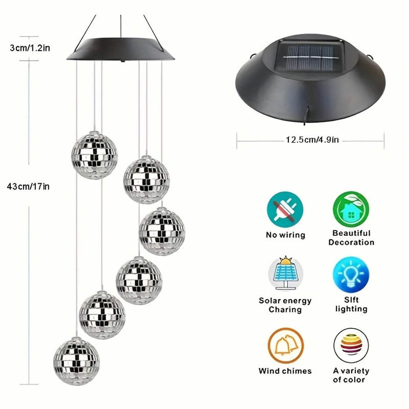 Dimensions: 43 cm / 17 in overall, solar cap 12.5 cm / 4.9 in across, each ball 3 cm / 1.2 in