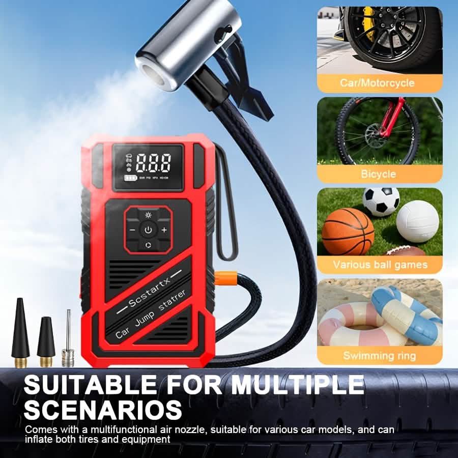 3000A 21V Car Jump Starter & 150PSI Tire Inflator 2-in-1 Portable Compressor