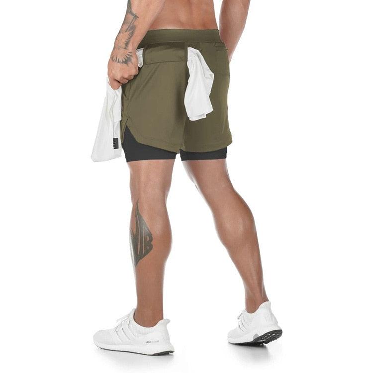 Camo Running Shorts Men Gym Sports Shorts 2 In 1 Quick Dry Workout Training Gym Fitness Jogging Short Pants Summer Men Shorts Men's Running Gym Shorts Breathable with Pockets Quick Dry Sportswear