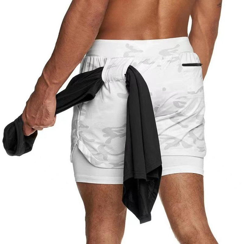 Camo Running Shorts Men Gym Sports Shorts 2 In 1 Quick Dry Workout Training Gym Fitness Jogging Short Pants Summer Men Shorts Men's Running Gym Shorts Breathable with Pockets Quick Dry Sportswear