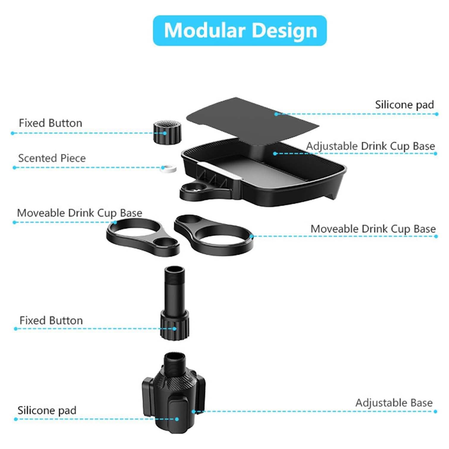 Car Cup Holder Detachable Extender Food Tray with Phone Holder Automotive - DailySale