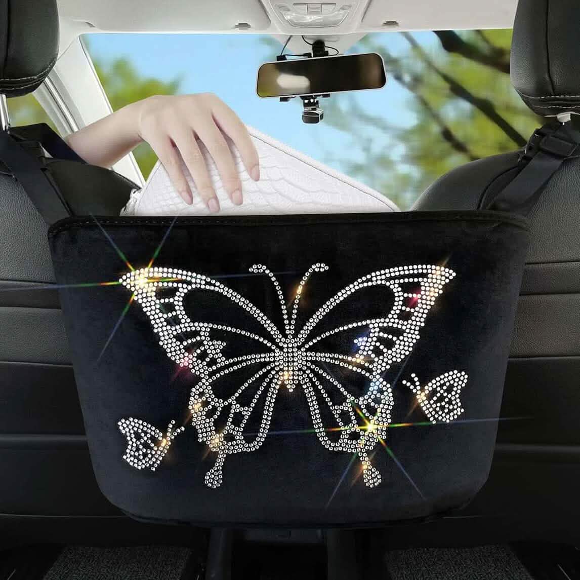 Car Net Pocket Handbag Holder Car Backseat Organizer Car Handbag Holder Between Seats Automotive White - DailySale