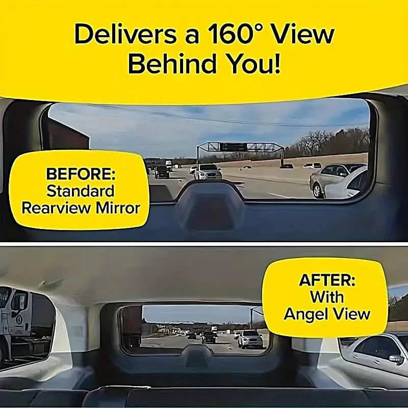 Car Wide Angle Rearview Mirror Curved Interior Large Field Of View Inside Mirror Automotive - DailySale