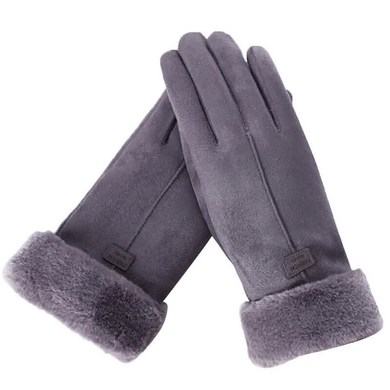 Cashmere Warm Suede Leather Plush Touch Screen Gloves Women's Shoes & Accessories Dark Gray - DailySale