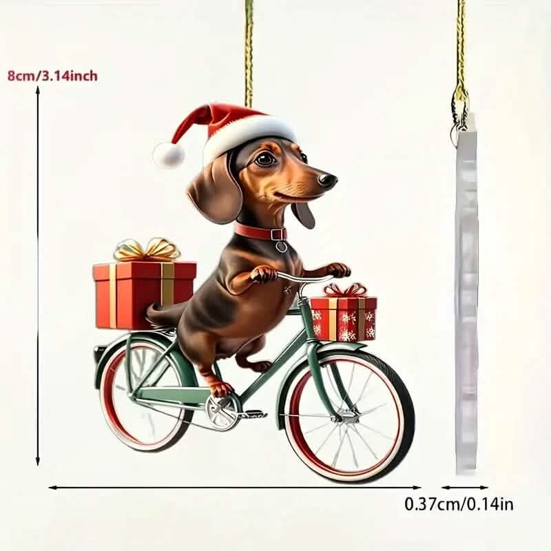 Charming Dachshund on Vintage Bike 2D Acrylic Car Ornament for Festive Decor Holiday Decor & Apparel - DailySale