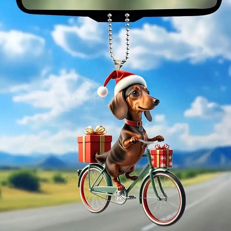 Charming Dachshund on Vintage Bike 2D Acrylic Car Ornament for Festive Decor Holiday Decor & Apparel - DailySale