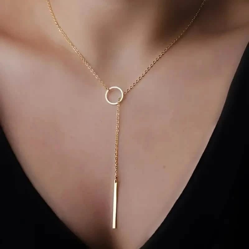 Chic Ethnic-Inspired Alloy Circle & Rod Pendant Necklace Necklaces - DailySale