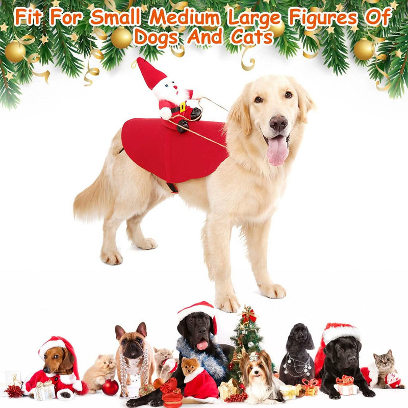 Christmas Costumes Red Winter Coat for Dog Riding Santa Claus with Bell Pet Supplies - DailySale