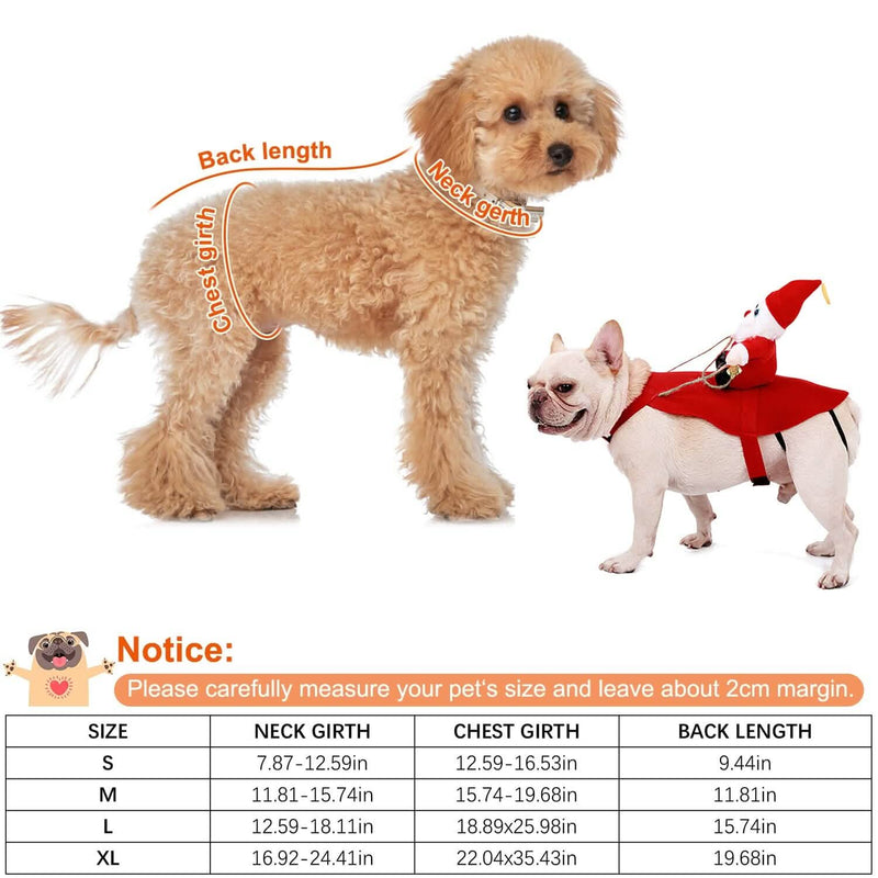Christmas Costumes Red Winter Coat for Dog Riding Santa Claus with Bell Pet Supplies - DailySale