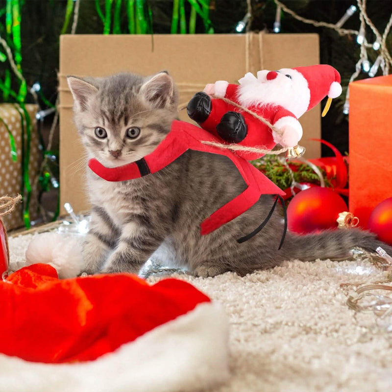Christmas Costumes Red Winter Coat for Dog Riding Santa Claus with Bell Pet Supplies - DailySale