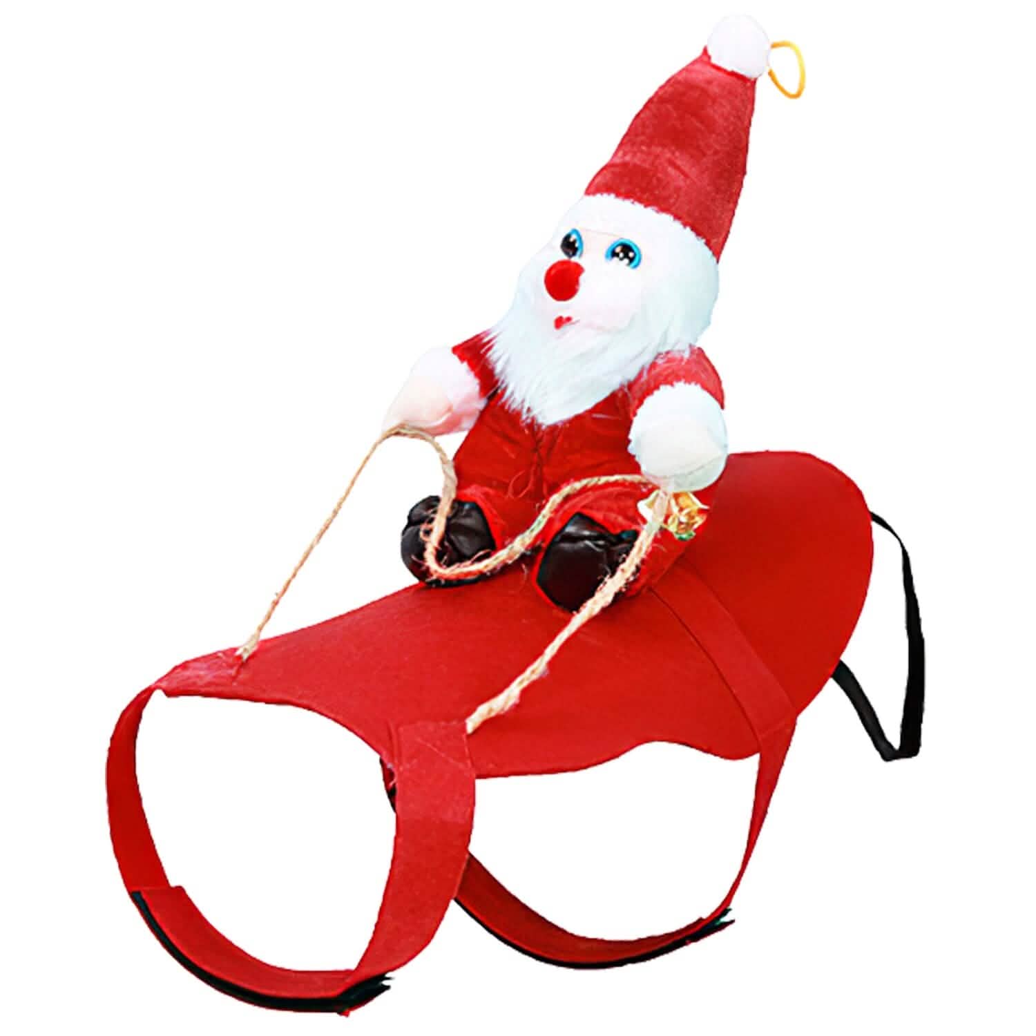 Christmas Costumes Red Winter Coat for Dog Riding Santa Claus with Bell Pet Supplies - DailySale
