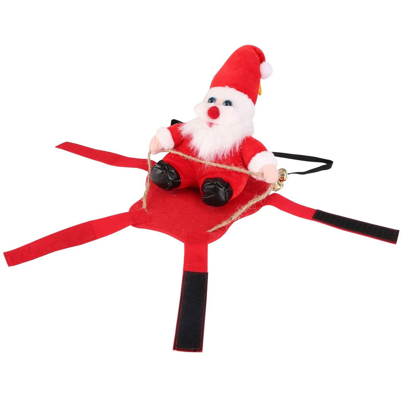 Christmas Costumes Red Winter Coat for Dog Riding Santa Claus with Bell Pet Supplies - DailySale