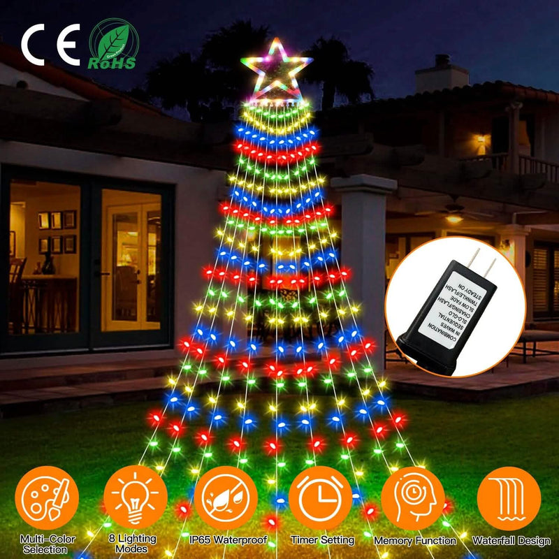 Christmas Hanging Waterfall String Light with Topper Star String & Fairy Lights - DailySale