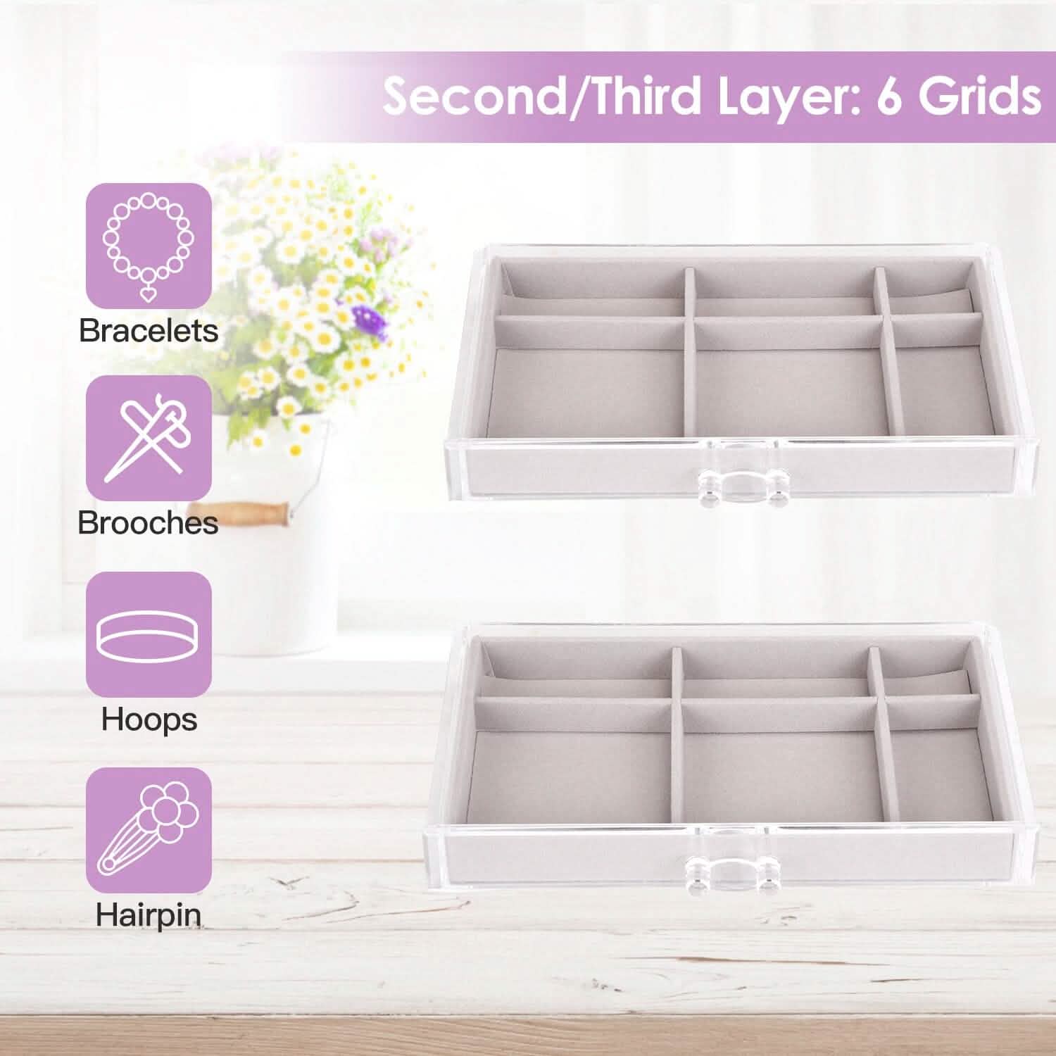 Clear Acrylic Jewelry Box Organizer with 5 Stackable Drawers Closet & Storage - DailySale