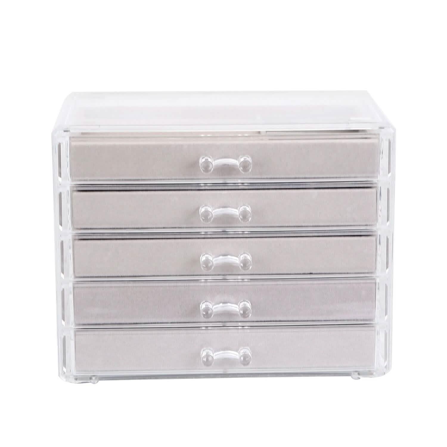 Clear Acrylic Jewelry Box Organizer with 5 Stackable Drawers Closet & Storage - DailySale