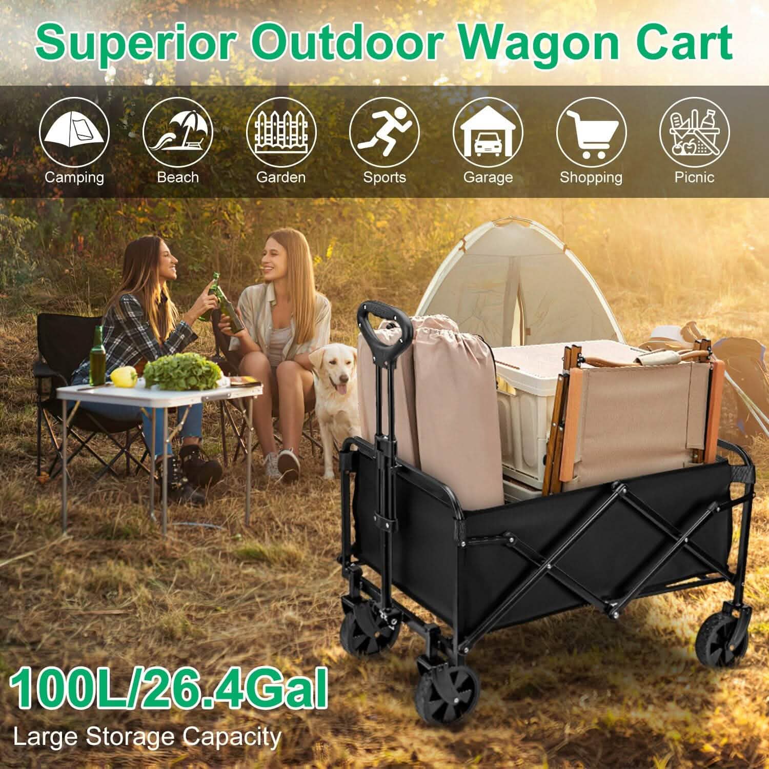 Collapsible Folding Wagon Cart Sports & Outdoors - DailySale