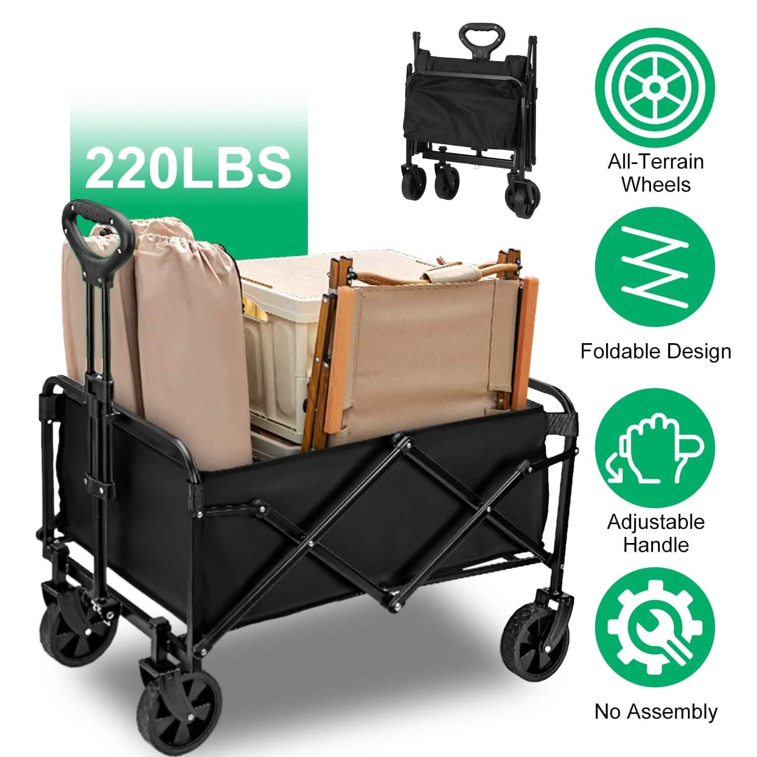 Collapsible Folding Wagon Cart Sports & Outdoors - DailySale
