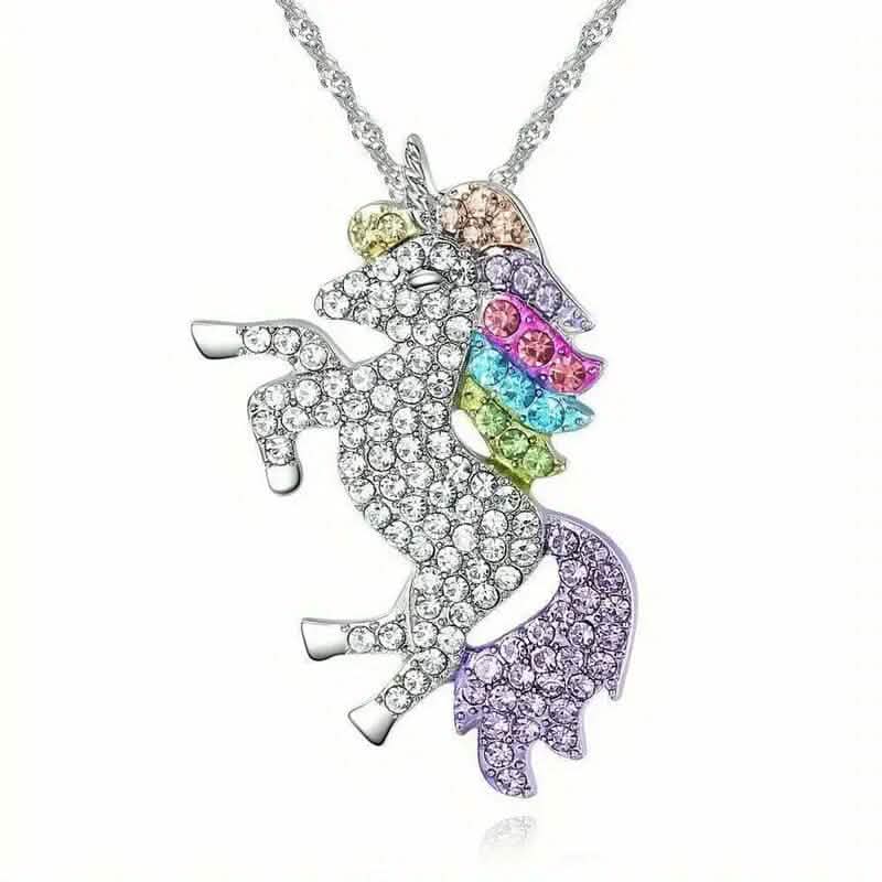 Colorful Cartoon-Themed Unicorn Earrings, Necklace, Ring & Bracelet Jewelry Set Necklaces - DailySale