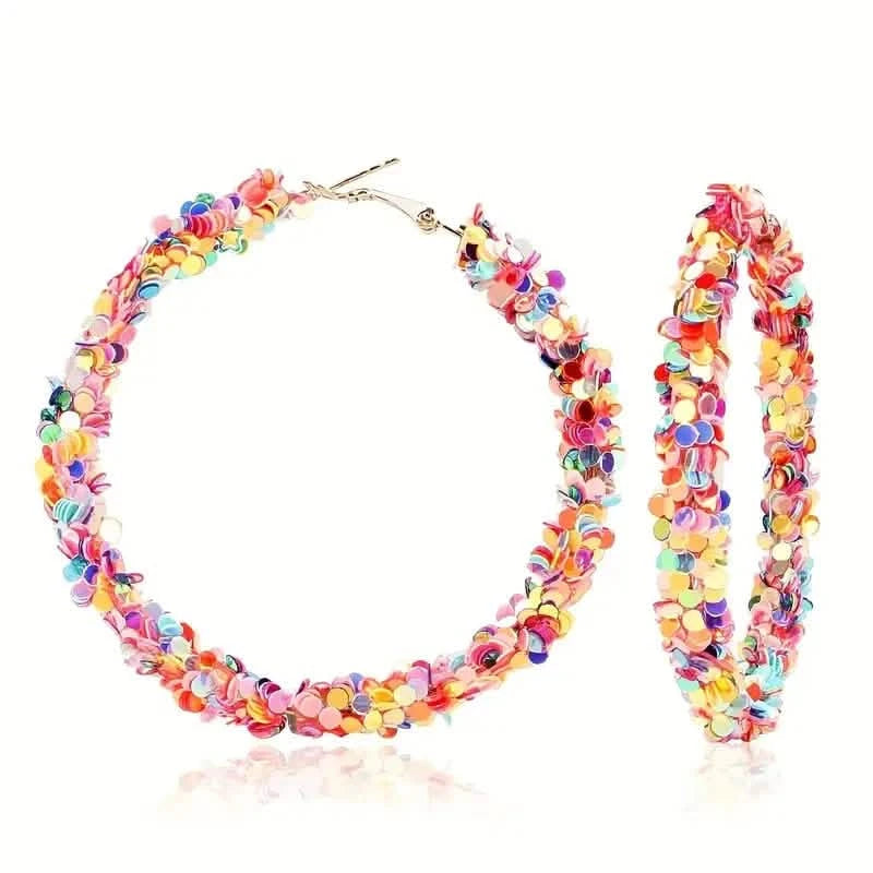Colorful Circle Sheets Decor Boho Hoop Earrings Earrings - DailySale