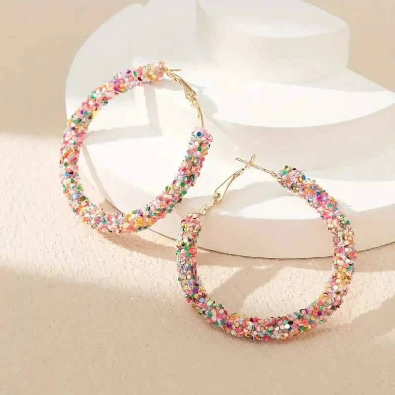 Colorful Circle Sheets Decor Boho Hoop Earrings Earrings - DailySale