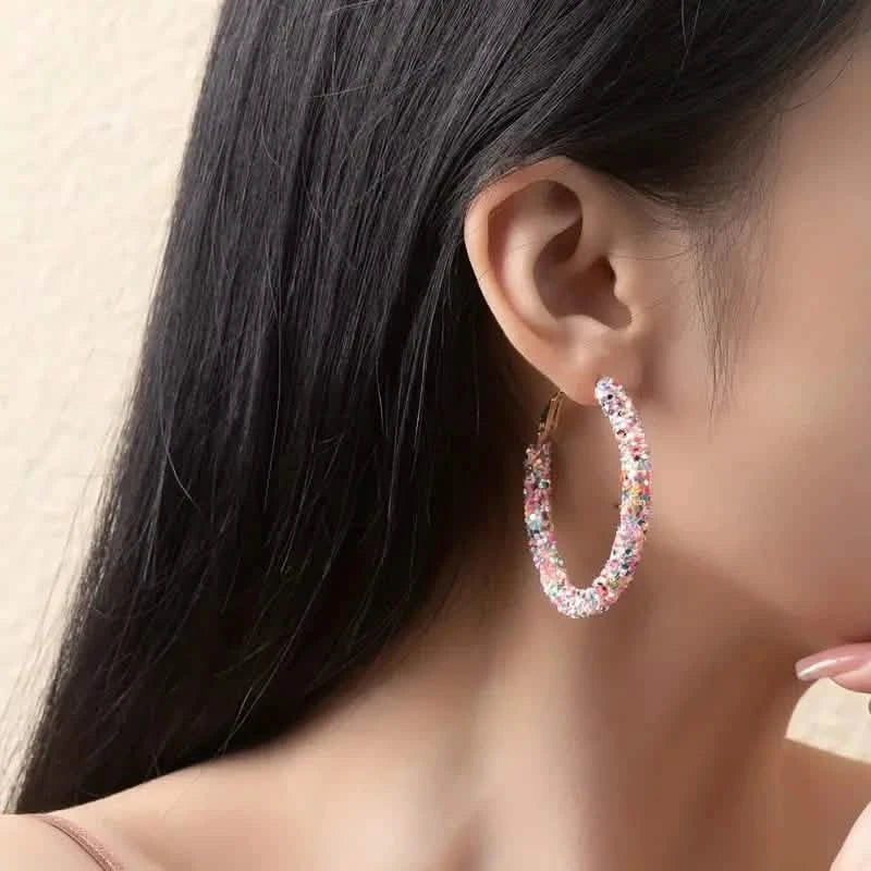 Colorful Circle Sheets Decor Boho Hoop Earrings Earrings - DailySale