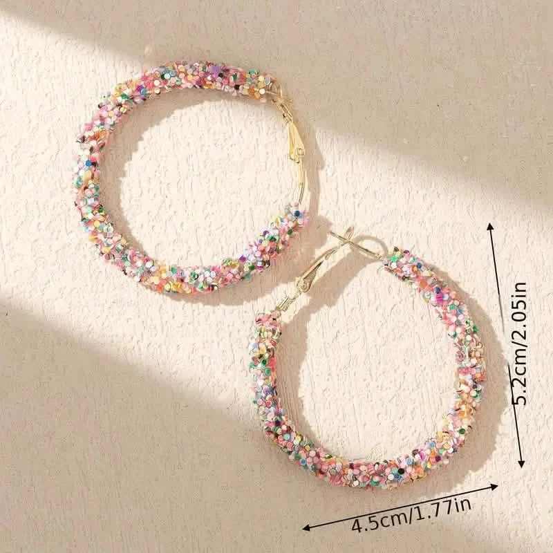 Colorful Circle Sheets Decor Boho Hoop Earrings Earrings - DailySale