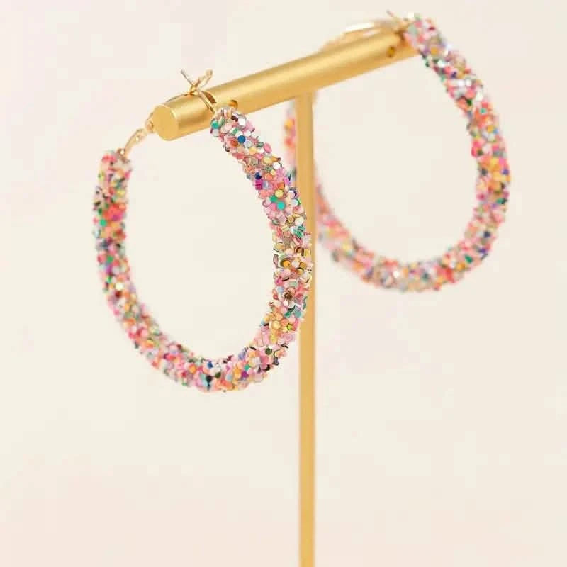 Colorful Circle Sheets Decor Boho Hoop Earrings Earrings - DailySale