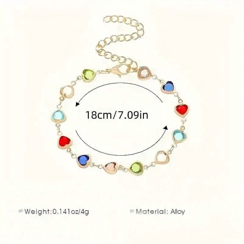 Colorful Heart-Shaped Zirconia Bracelet Bracelets - DailySale