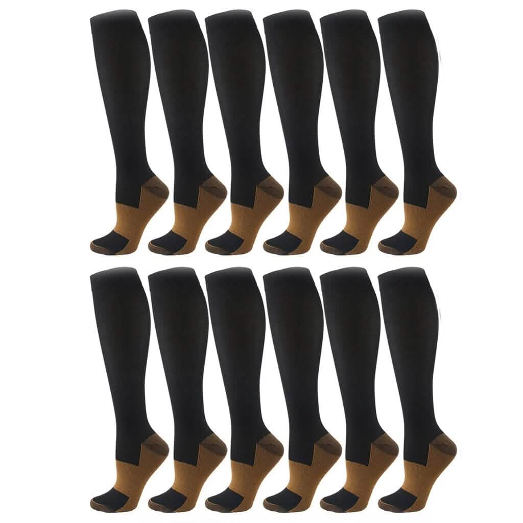 Copper Compression Socks 20-30mmHg Graduated Support L/XL for Men and Women Wellness 6-Pairs - DailySale