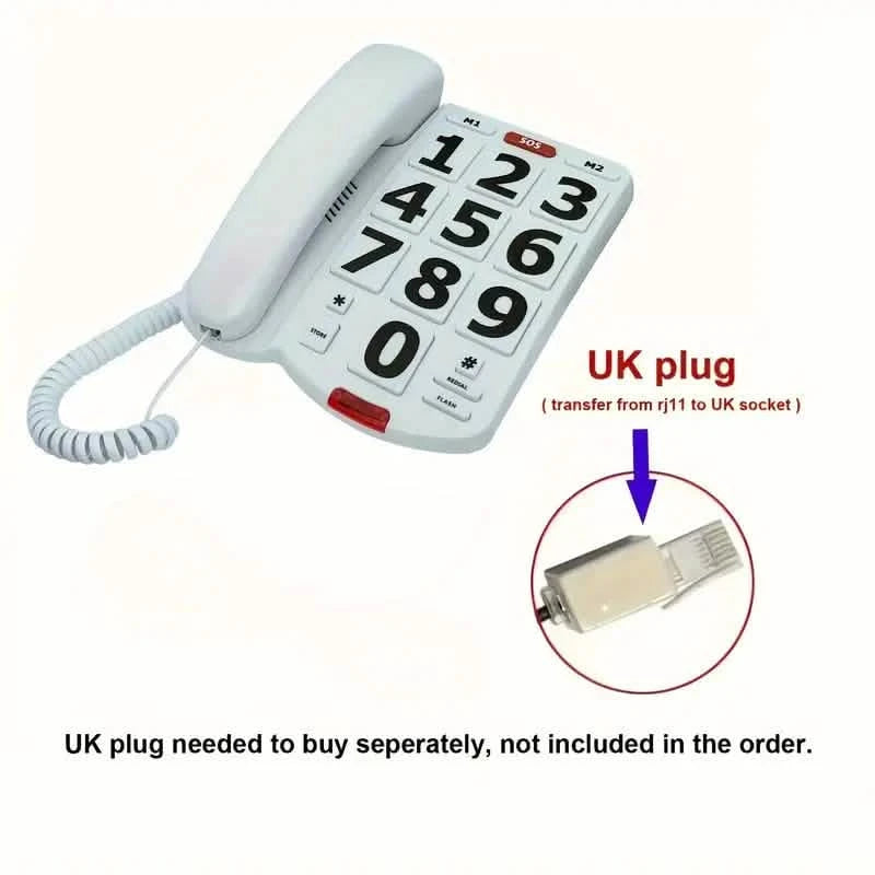 Corded Landline Telephone with Big Buttons for Seniors Home Phone Audio Accessories - DailySale