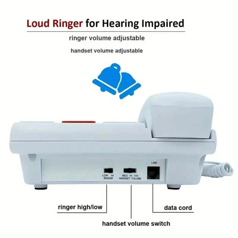 Corded Landline Telephone with Big Buttons for Seniors Home Phone Audio Accessories - DailySale