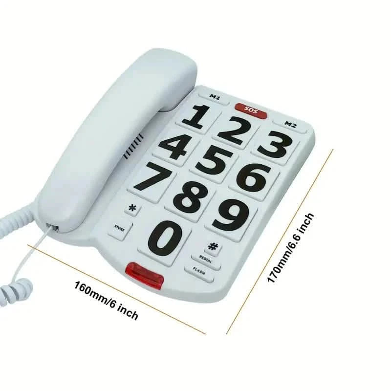 Corded Landline Telephone with Big Buttons for Seniors Home Phone Audio Accessories - DailySale
