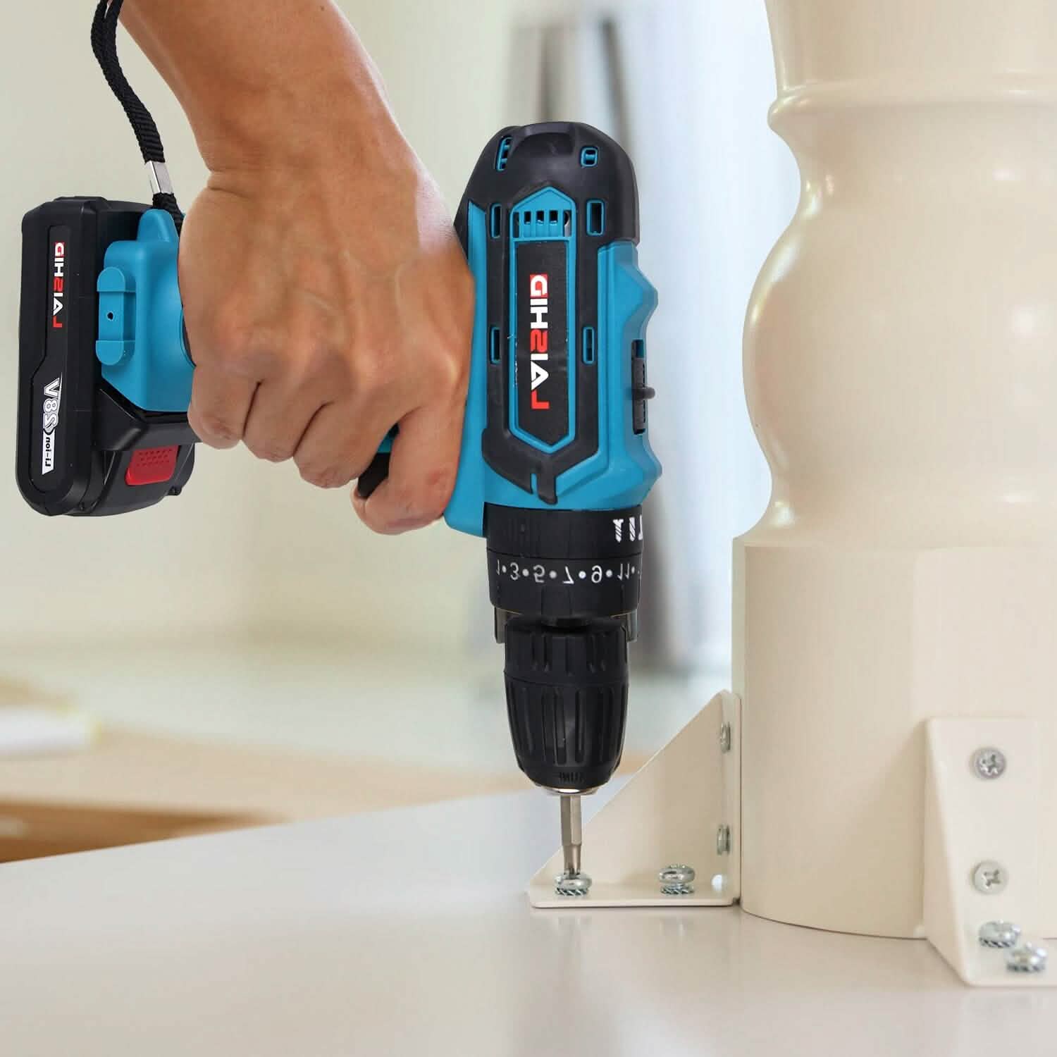 Cordless Drill Set with 2 Pieces 8V Batteries and Charger 2 Variable Speed 3/8In Keyless Chuck Home Improvement - DailySale