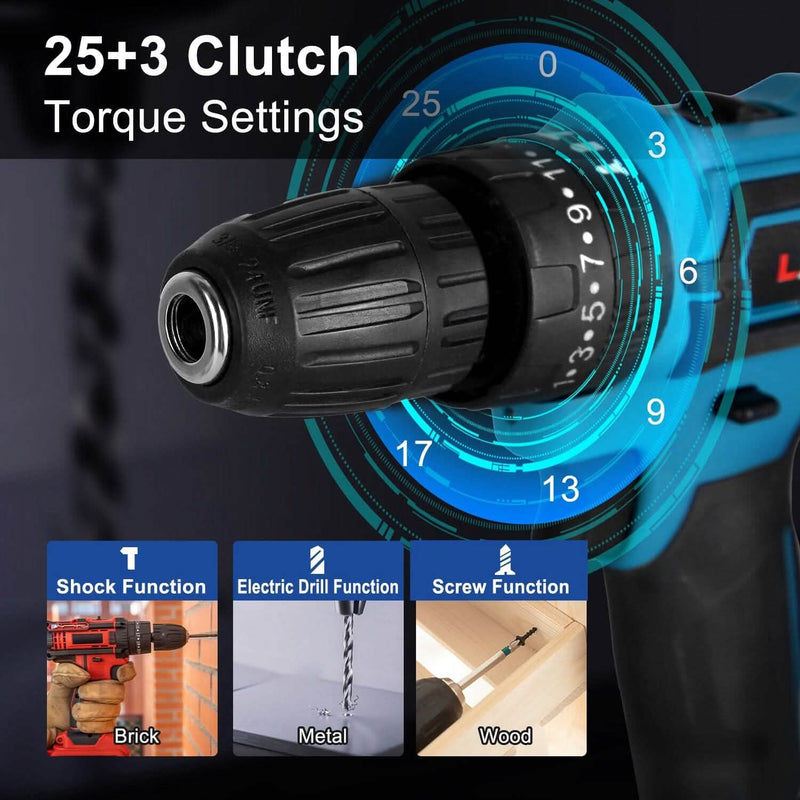 Cordless Drill Set with 2 Pieces 8V Batteries and Charger 2 Variable Speed 3/8In Keyless Chuck Home Improvement - DailySale