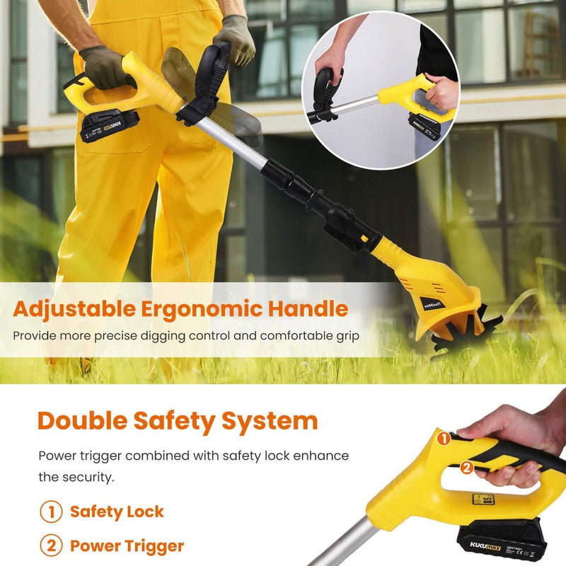 Cordless Electric Garden Tiller Cultivator With 20V Rechargeable Battery Garden & Patio - DailySale
