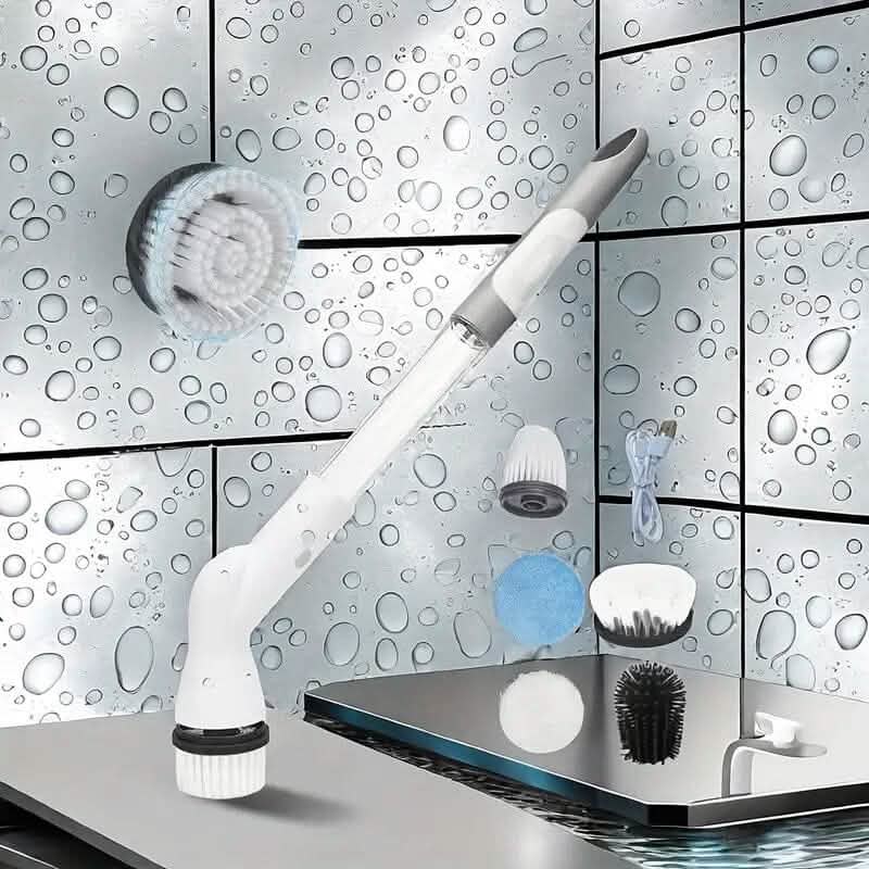 Cordless Electric Spin Scrubber with 6 Brush Heads and Adjustable Long Handle Household Appliances - DailySale