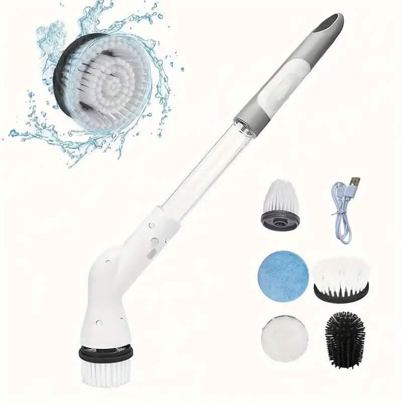 Cordless Electric Spin Scrubber with 6 Brush Heads and Adjustable Long Handle Household Appliances - DailySale