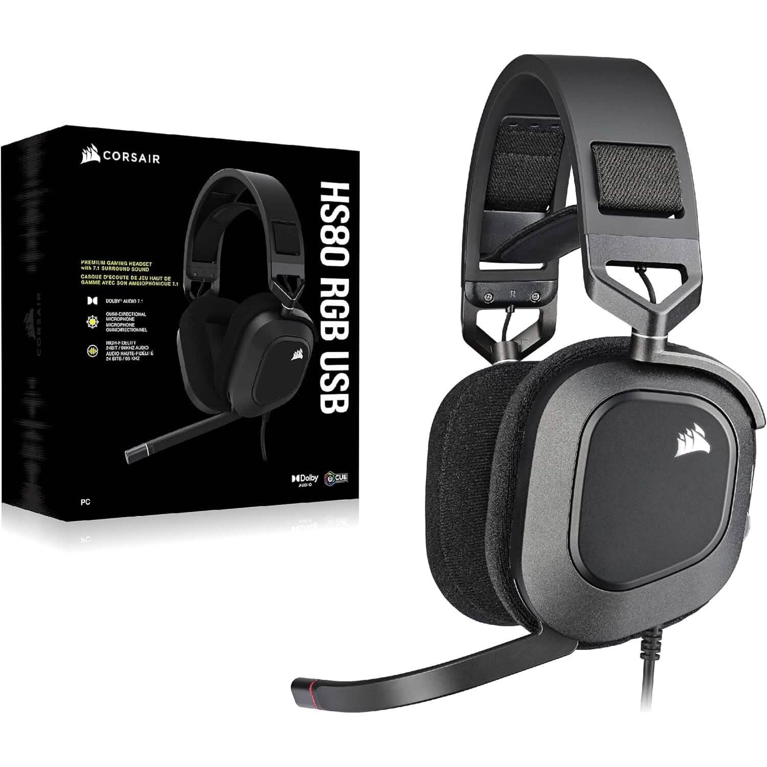 Corsair HS80 RGB USB Premium Gaming Headset (Refurbished) Headphones - DailySale